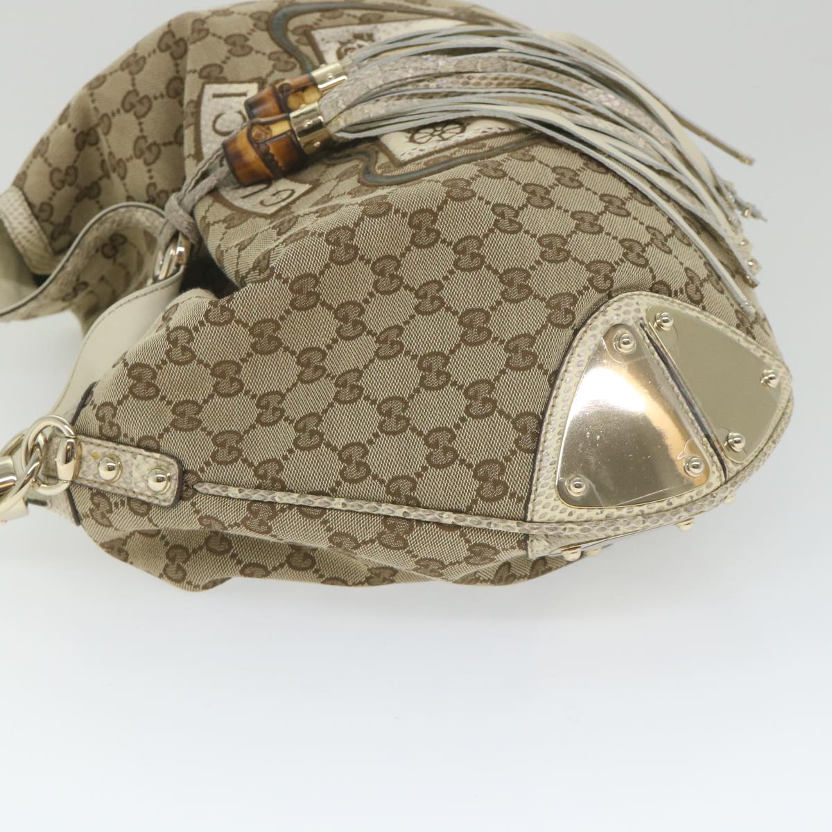 GUCCI GG Canvas Bamboo Indy Shoulder Bag 2way Beige 177088 yk9244