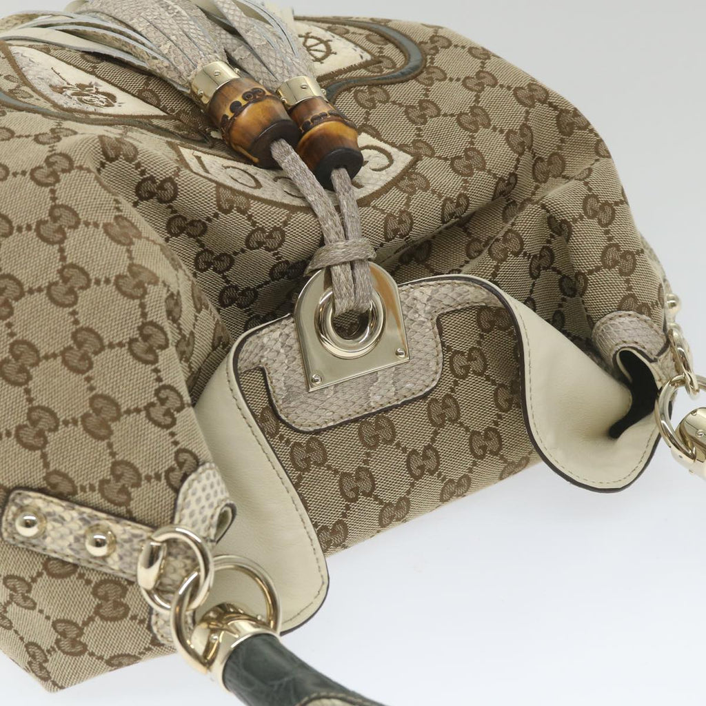 GUCCI GG Canvas Bamboo Indy Shoulder Bag 2way Beige 177088 yk9244