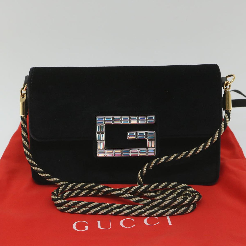 GUCCI Square G Shoulder Bag Velor Black 544242 yk9258