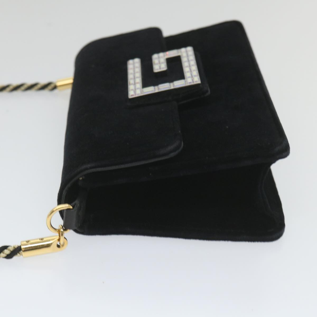 GUCCI Square G Shoulder Bag Velor Black 544242 yk9258