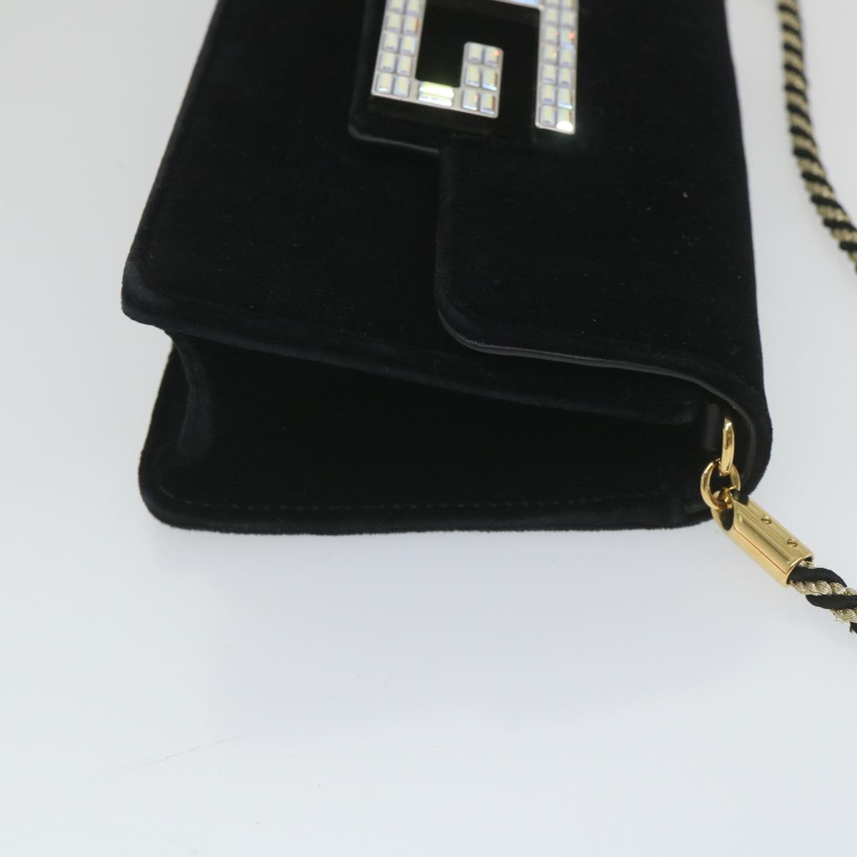 GUCCI Square G Shoulder Bag Velor Black 544242 yk9258