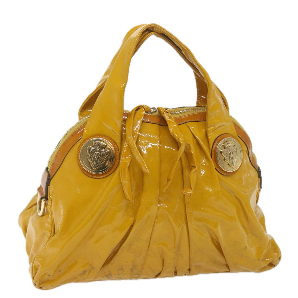 GUCCI Hand Bag Patent leather Yellow 197019 yk9260