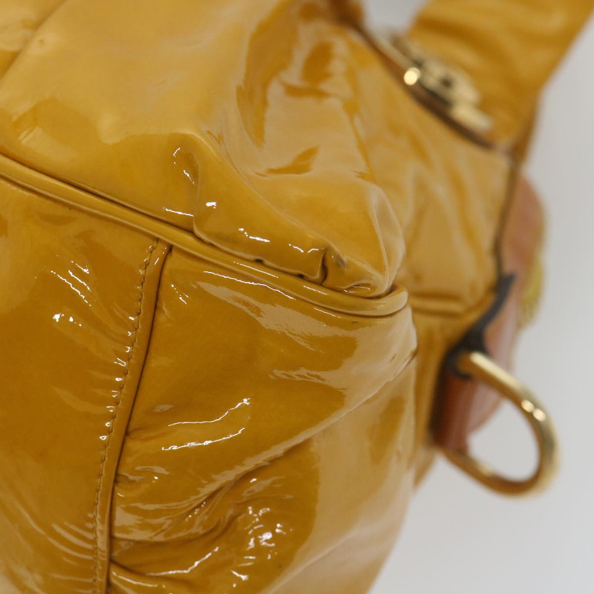 GUCCI Hand Bag Patent leather Yellow 197019 yk9260