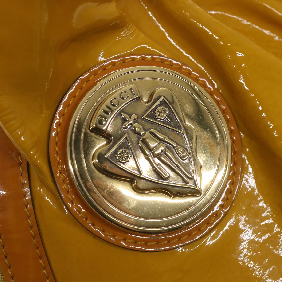 GUCCI Hand Bag Patent leather Yellow 197019 yk9260