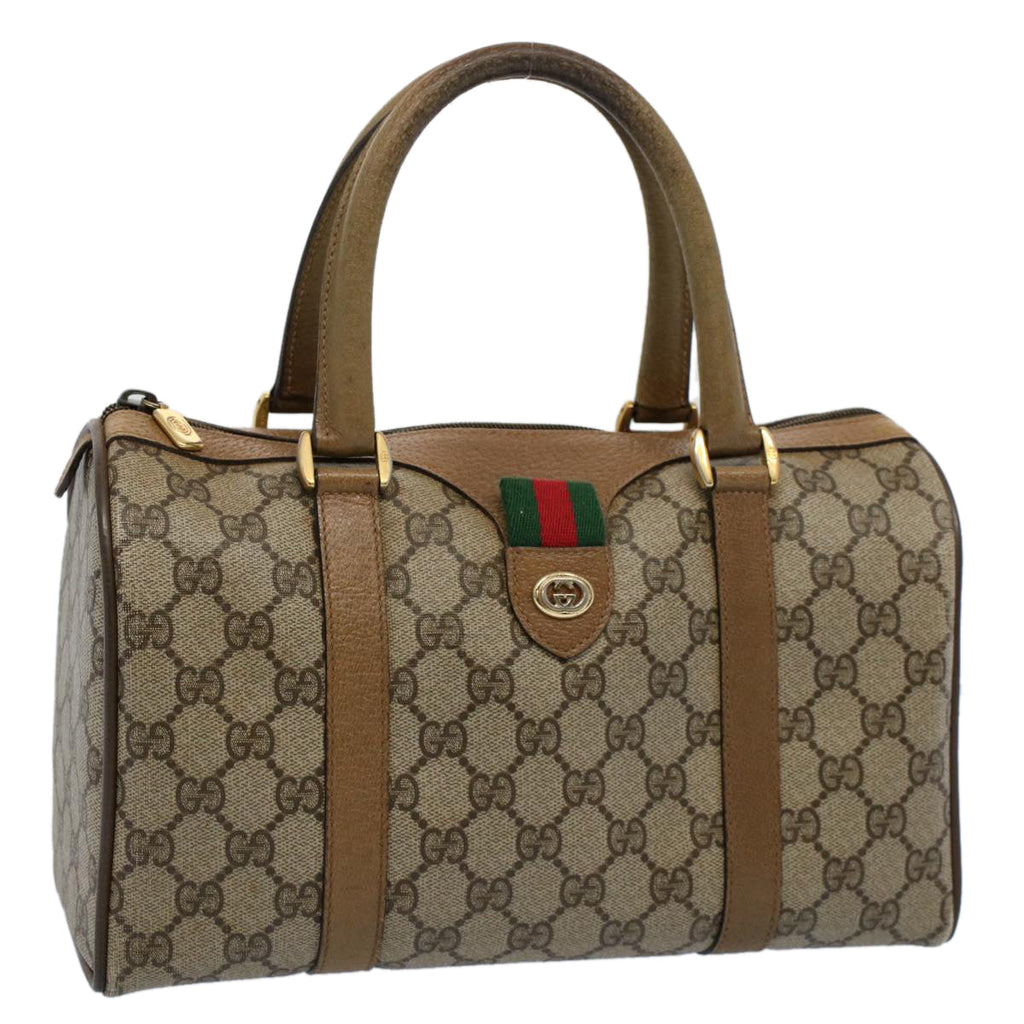 GUCCI GG Supreme Web Sherry Line Boston Bag Beige Red 116 02 006 yk9266