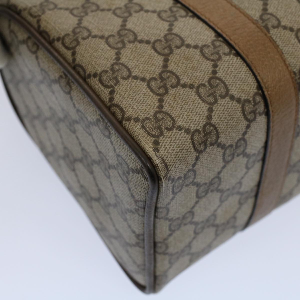 GUCCI GG Supreme Web Sherry Line Boston Bag Beige Red 116 02 006 yk9266