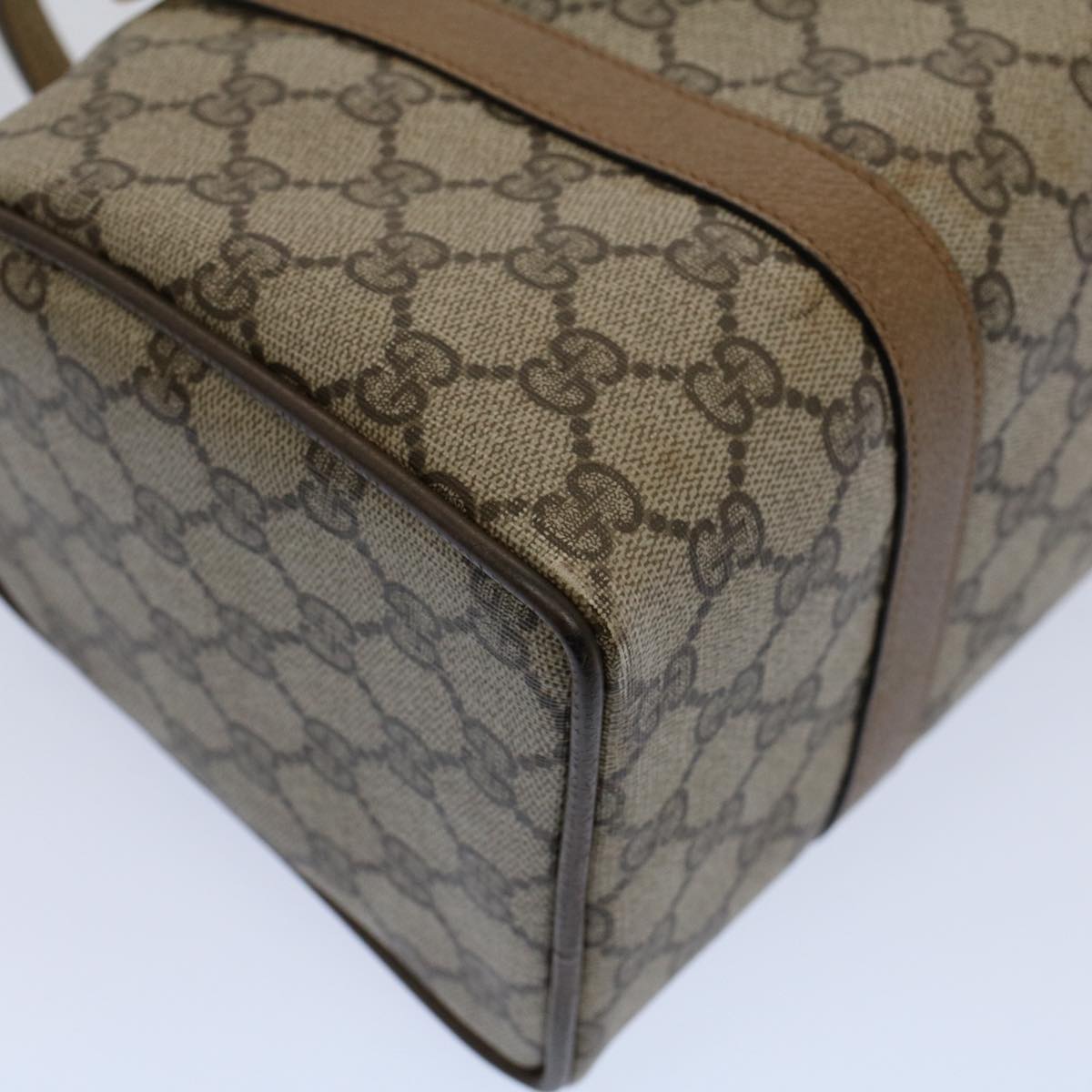 GUCCI GG Supreme Web Sherry Line Boston Bag Beige Red 116 02 006 yk9266