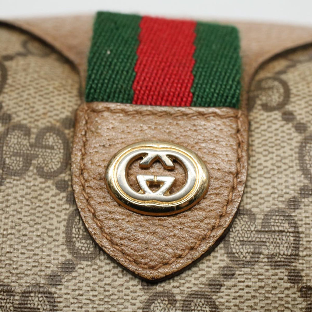 GUCCI GG Supreme Web Sherry Line Boston Bag Beige Red 116 02 006 yk9266