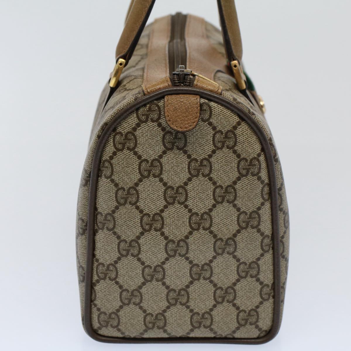 GUCCI GG Supreme Web Sherry Line Boston Bag Beige Red 116 02 006 yk9266