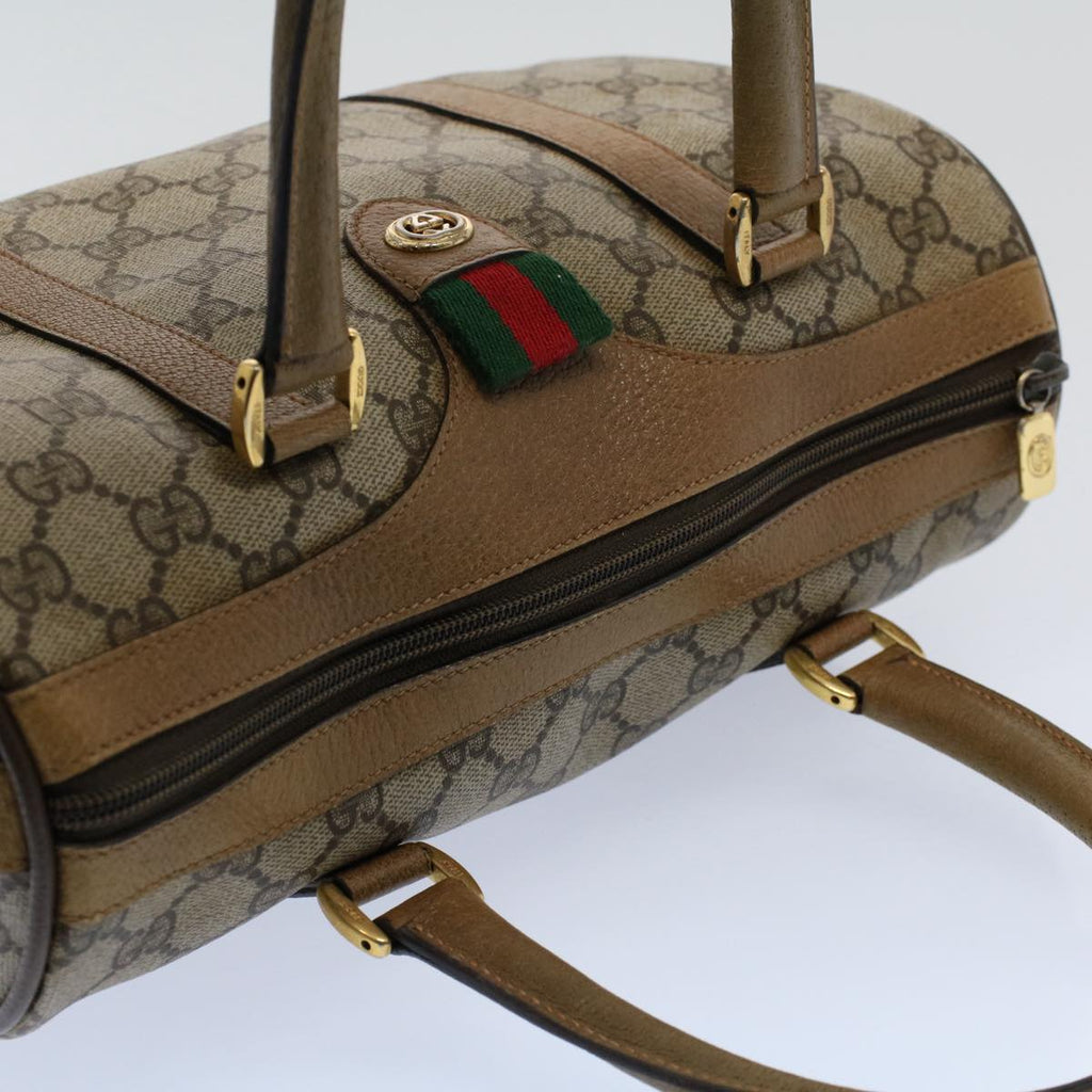 GUCCI GG Supreme Web Sherry Line Boston Bag Beige Red 116 02 006 yk9266