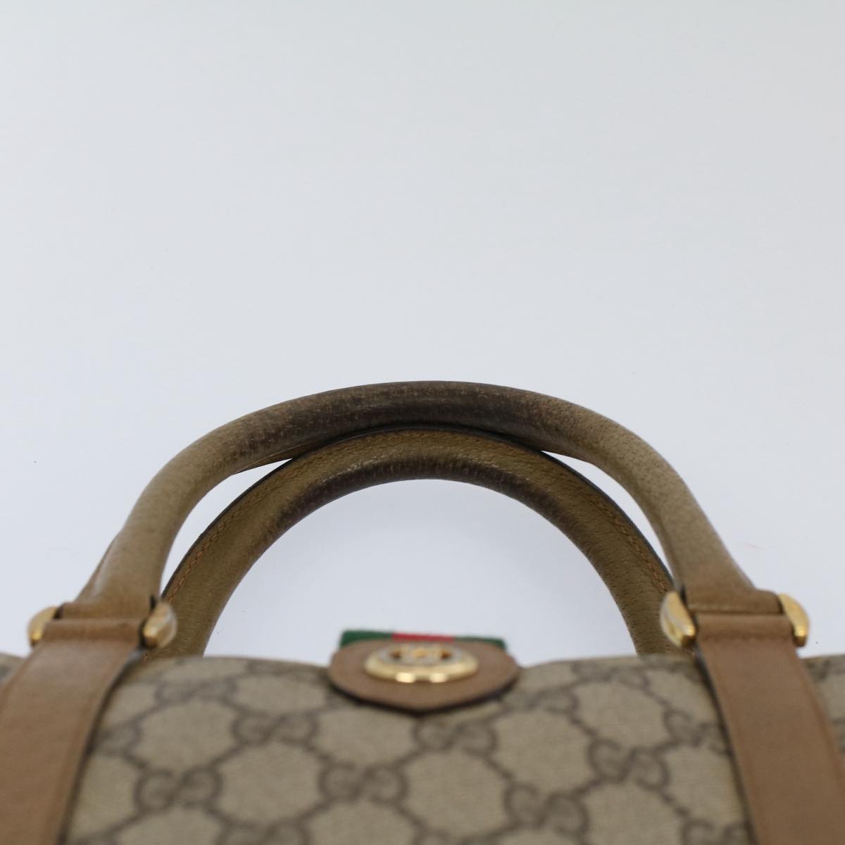 GUCCI GG Supreme Web Sherry Line Boston Bag Beige Red 116 02 006 yk9266