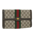 GUCCI GG Supreme Web Sherry Line Clutch Bag Red Beige 41 014 3087 25 yk9267