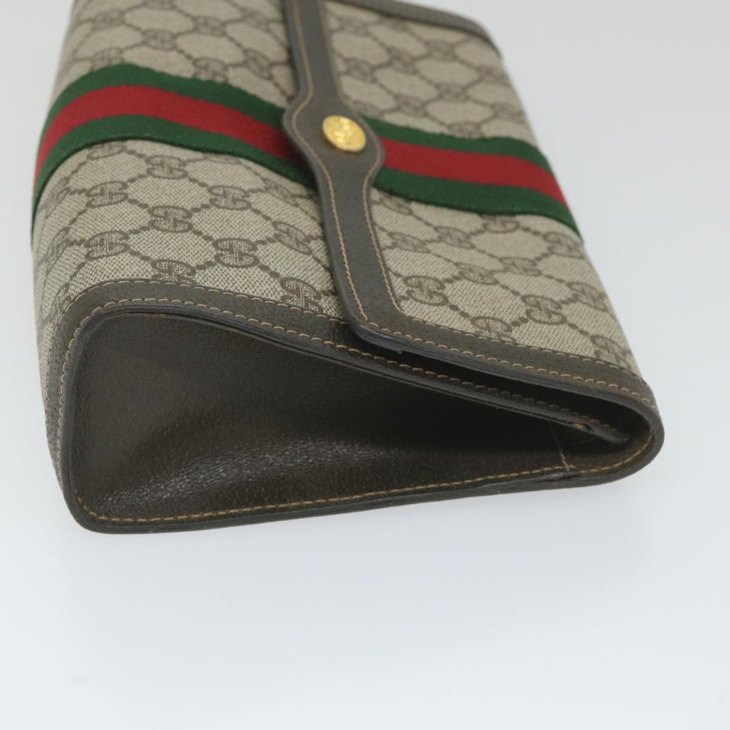 GUCCI GG Supreme Web Sherry Line Clutch Bag Red Beige 41 014 3087 25 yk9267