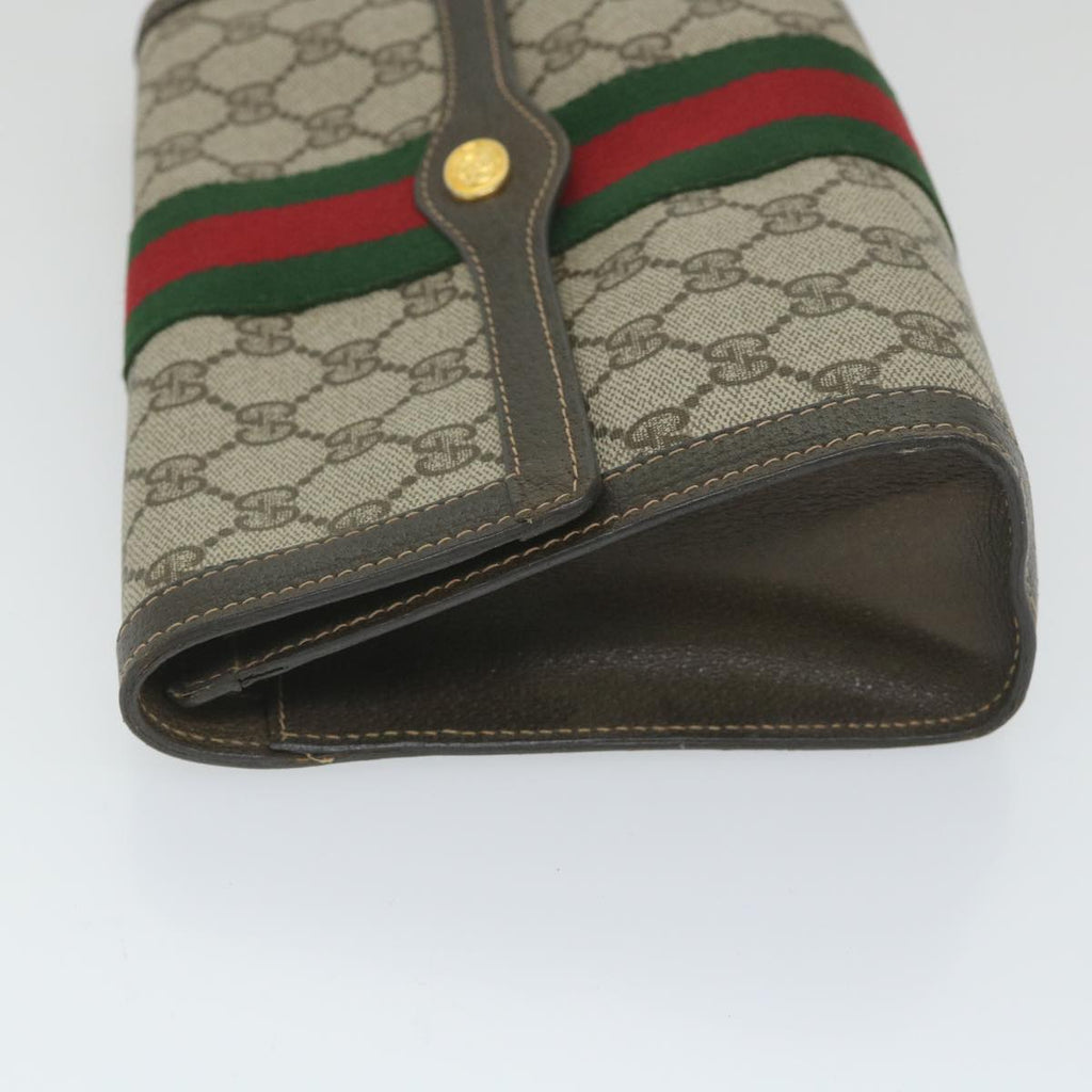 GUCCI GG Supreme Web Sherry Line Clutch Bag Red Beige 41 014 3087 25 yk9267