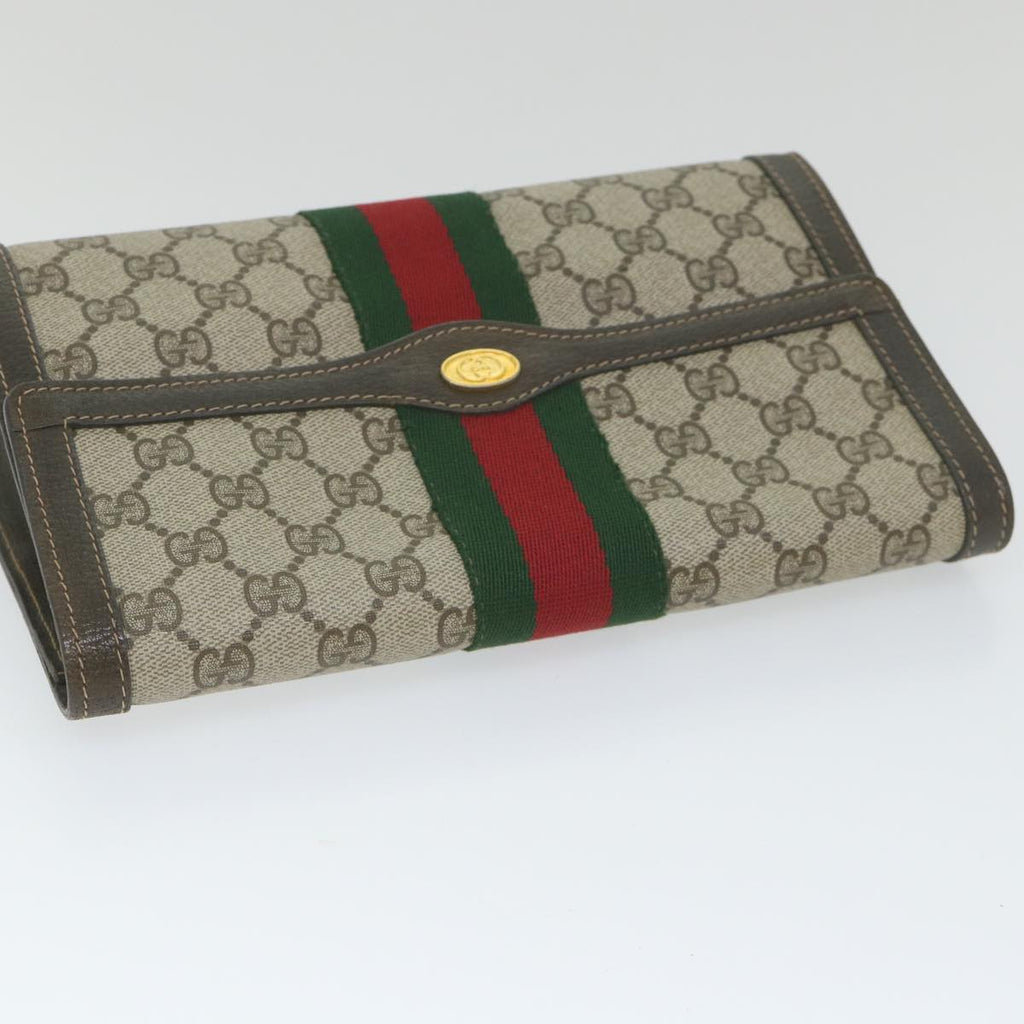 GUCCI GG Supreme Web Sherry Line Clutch Bag Red Beige 41 014 3087 25 yk9267