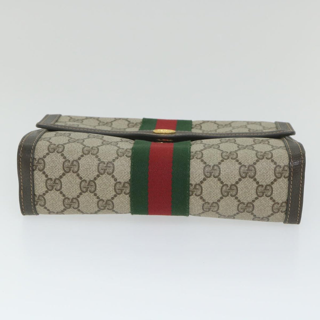 GUCCI GG Supreme Web Sherry Line Clutch Bag Red Beige 41 014 3087 25 yk9267