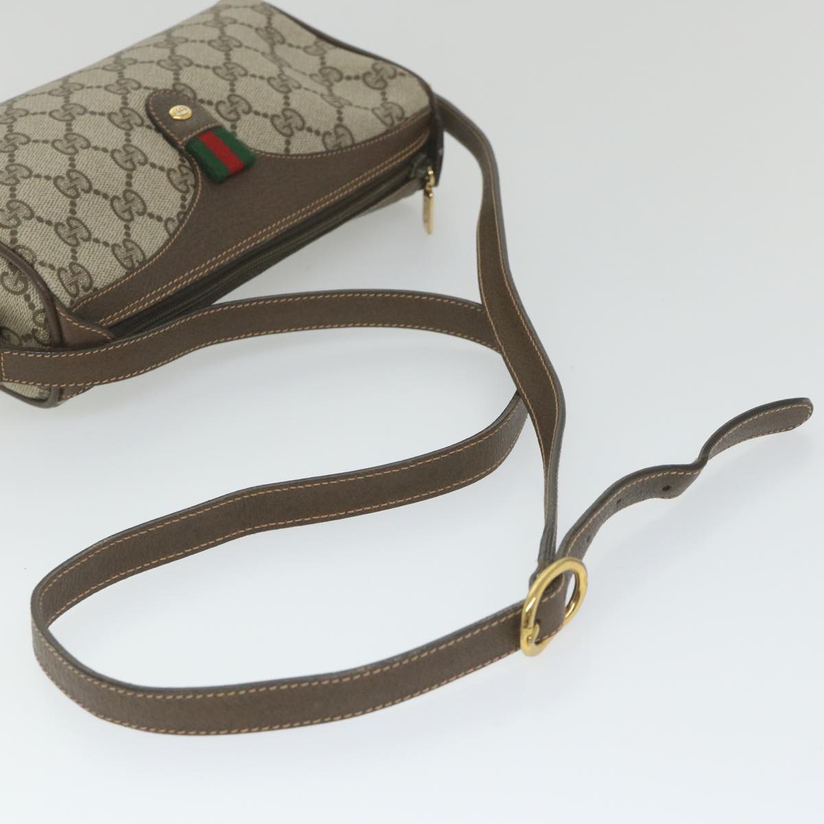 GUCCI GG Supreme Web Sherry Line Shoulder Bag Beige Red 89 02 018 yk9270