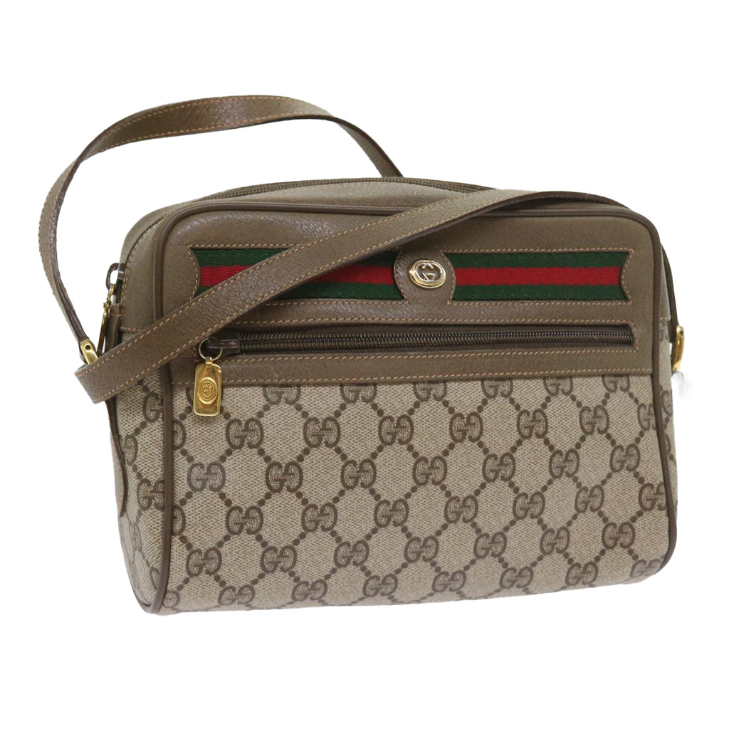 GUCCI GG Supreme Web Sherry Line Shoulder Bag Beige Red 56 02 087 yk9277