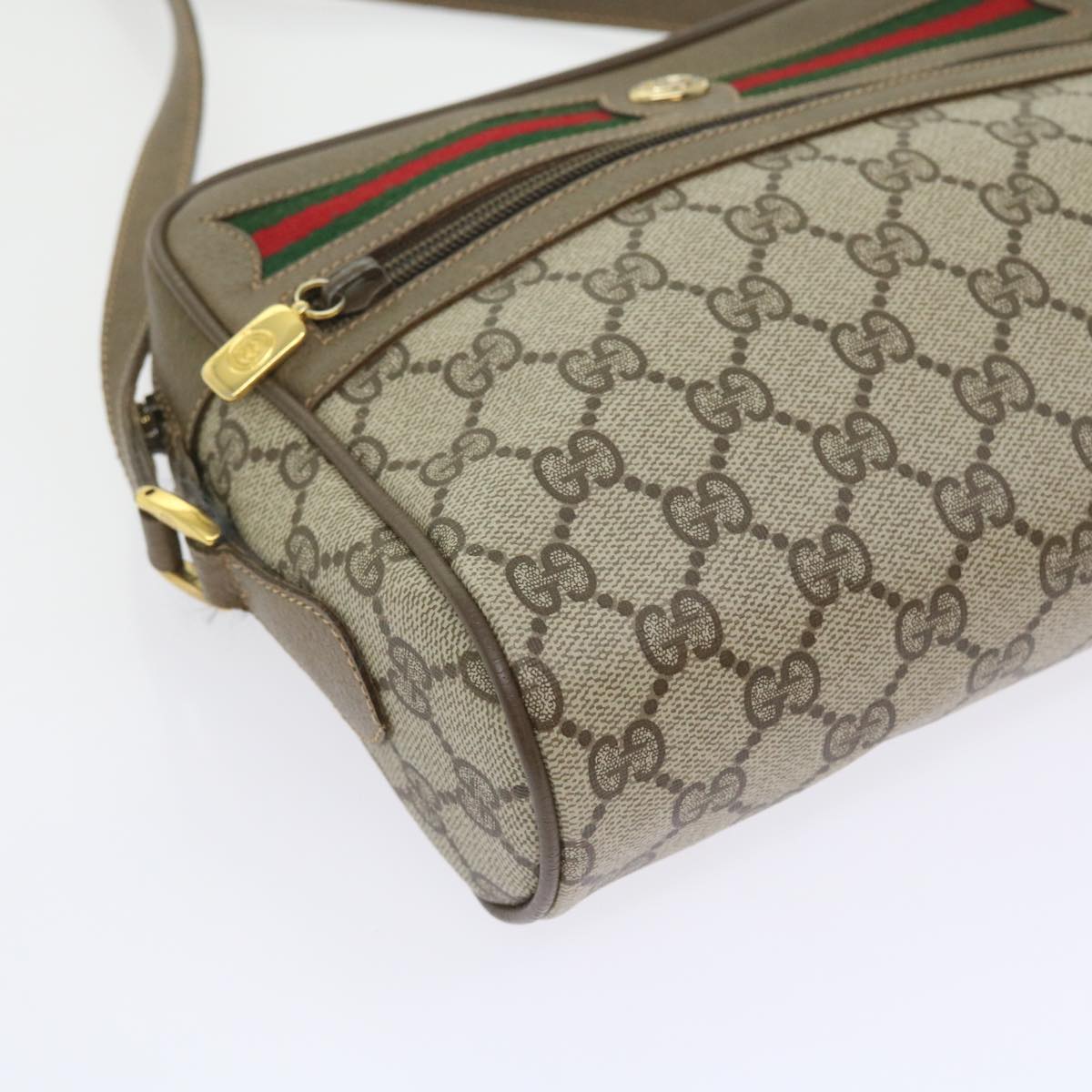 GUCCI GG Supreme Web Sherry Line Shoulder Bag Beige Red 56 02 087 yk9277