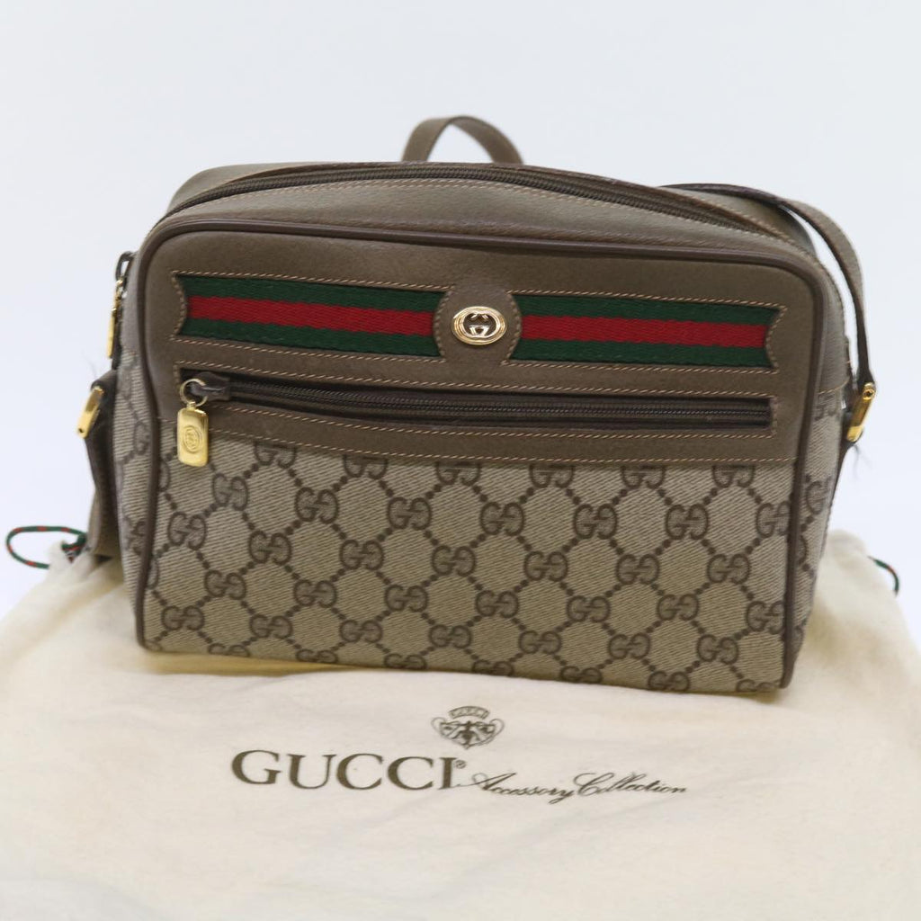 GUCCI GG Supreme Web Sherry Line Shoulder Bag Beige Red 56 02 087 yk9277