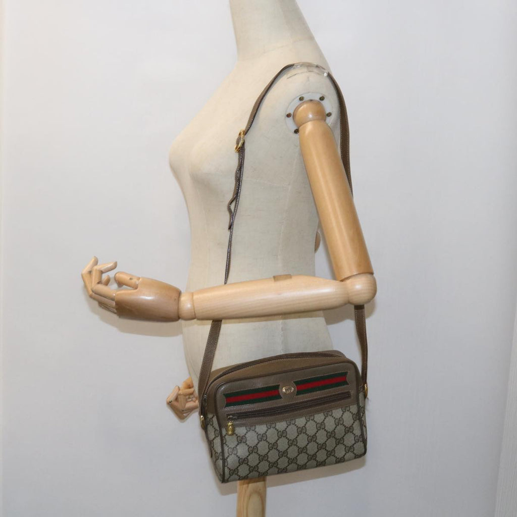 GUCCI GG Supreme Web Sherry Line Shoulder Bag Beige Red 56 02 087 yk9277