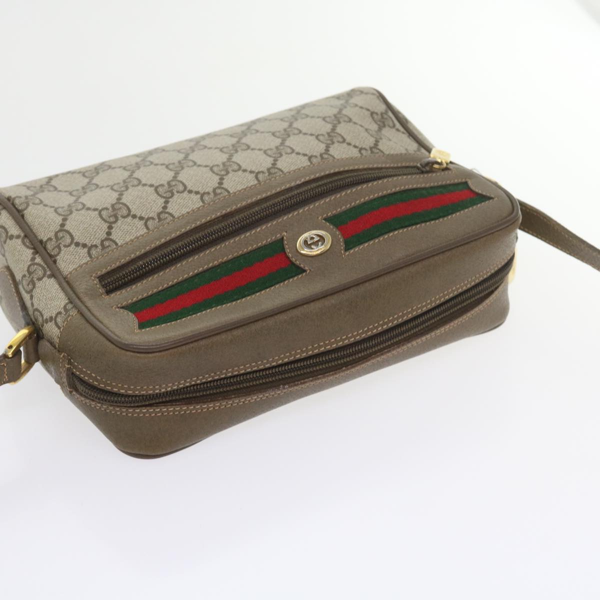 GUCCI GG Supreme Web Sherry Line Shoulder Bag Beige Red 56 02 087 yk9277