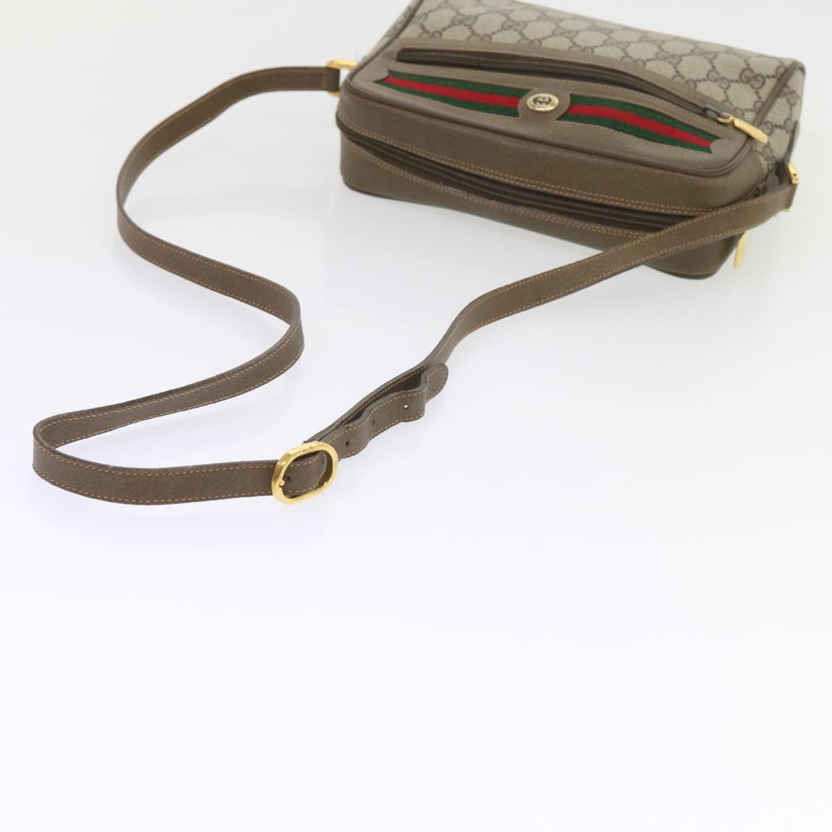 GUCCI GG Supreme Web Sherry Line Shoulder Bag Beige Red 56 02 087 yk9277