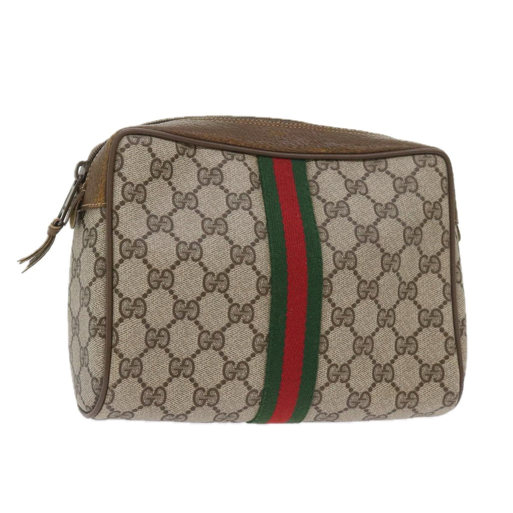 GUCCI GG Supreme Web Sherry Line Clutch Bag Beige Red 89 01 012 yk9279