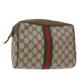 GUCCI GG Supreme Web Sherry Line Clutch Bag Beige Red 89 01 012 yk9279