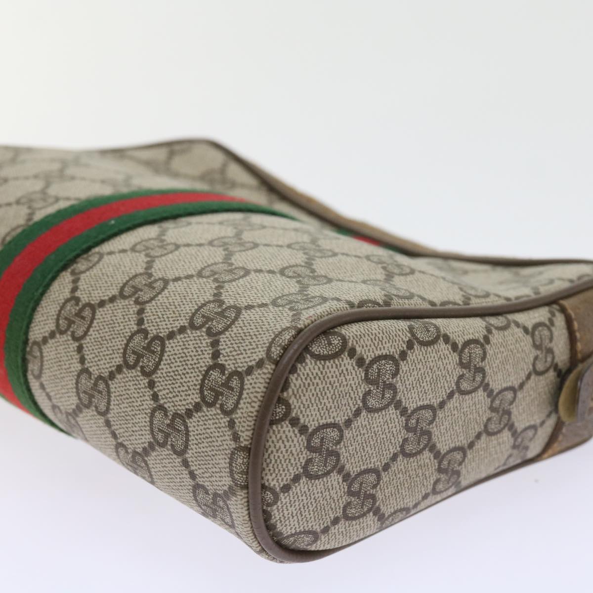 GUCCI GG Supreme Web Sherry Line Clutch Bag Beige Red 89 01 012 yk9279