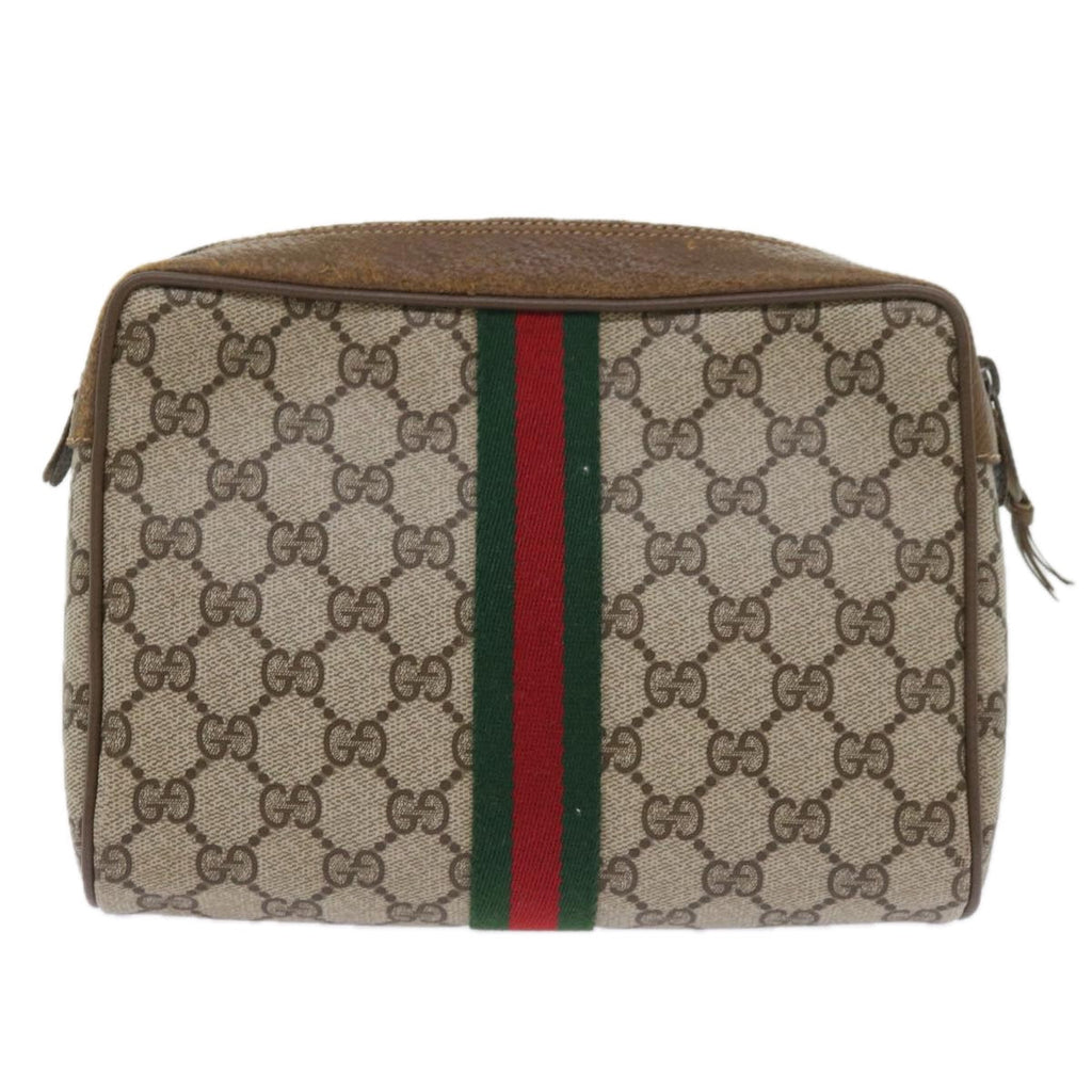 GUCCI GG Supreme Web Sherry Line Clutch Bag Beige Red 89 01 012 yk9279