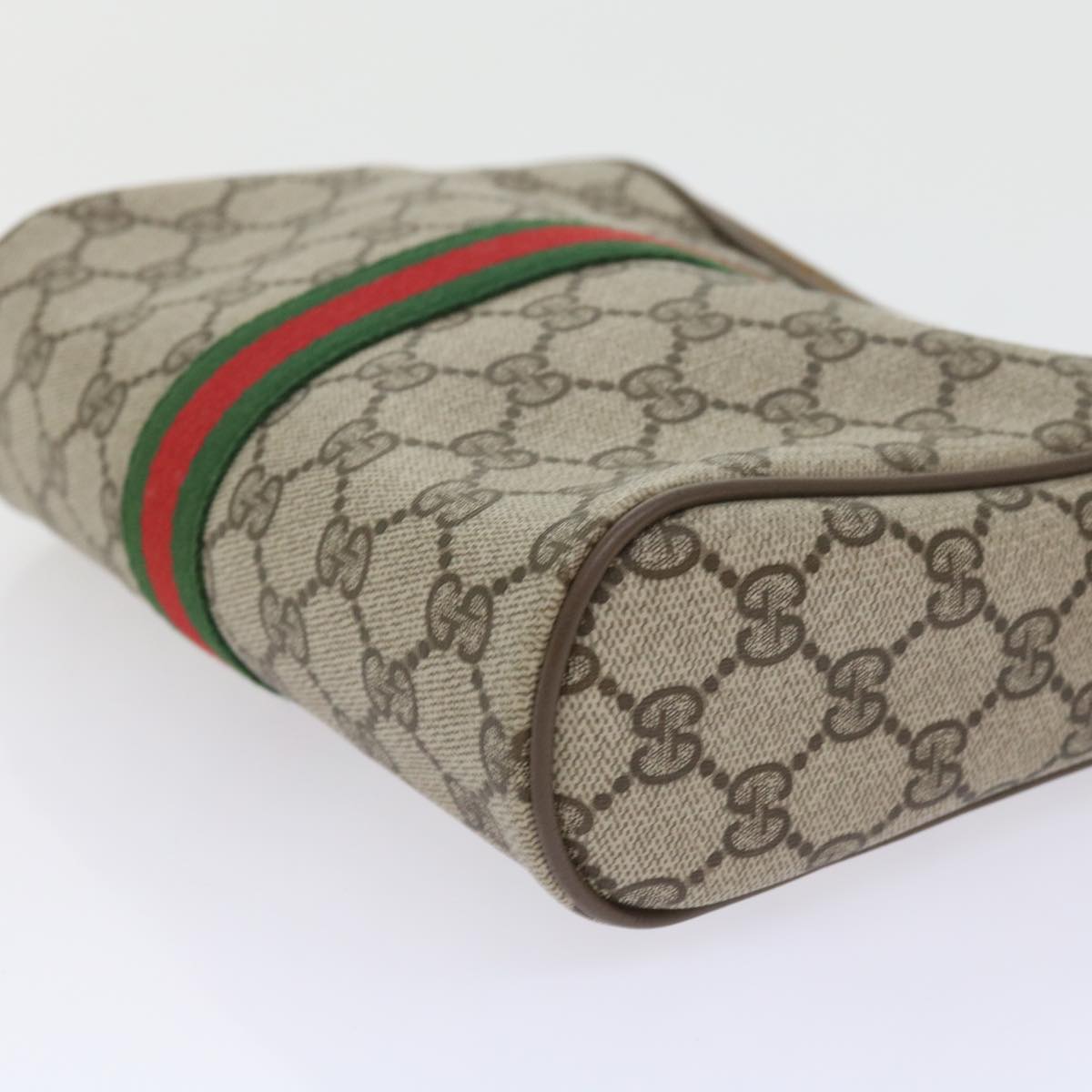 GUCCI GG Supreme Web Sherry Line Clutch Bag Beige Red 89 01 012 yk9279