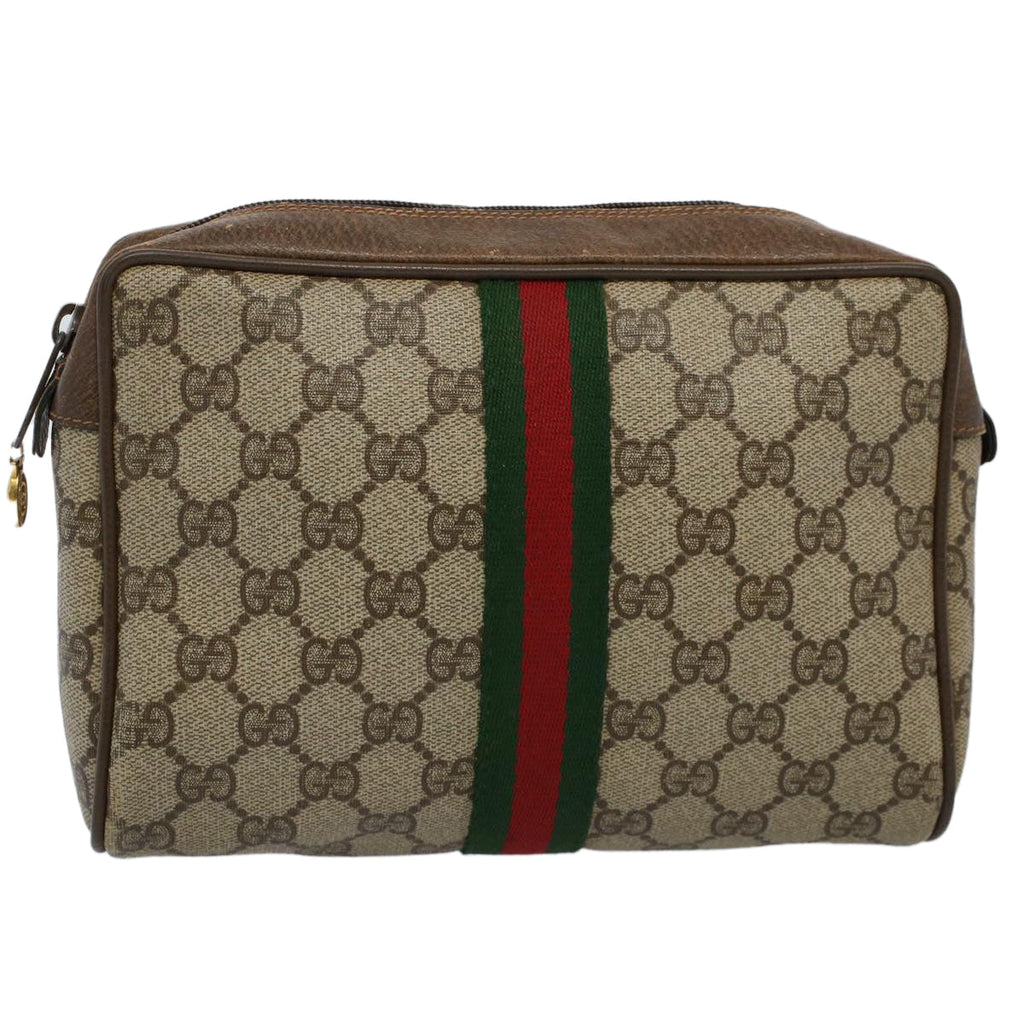 GUCCI GG Supreme Web Sherry Line Clutch Bag Red Beige 63 01 012 yk9290