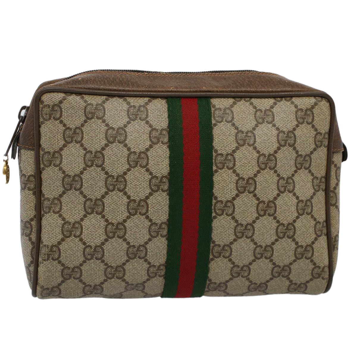 GUCCI GG Supreme Web Sherry Line Clutch Bag Red Beige 63 01 012 yk9290