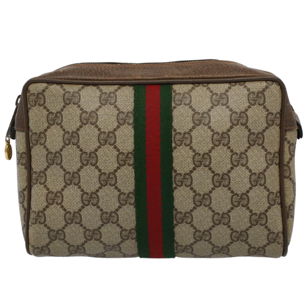 GUCCI GG Supreme Web Sherry Line Clutch Bag Red Beige 63 01 012 yk9290