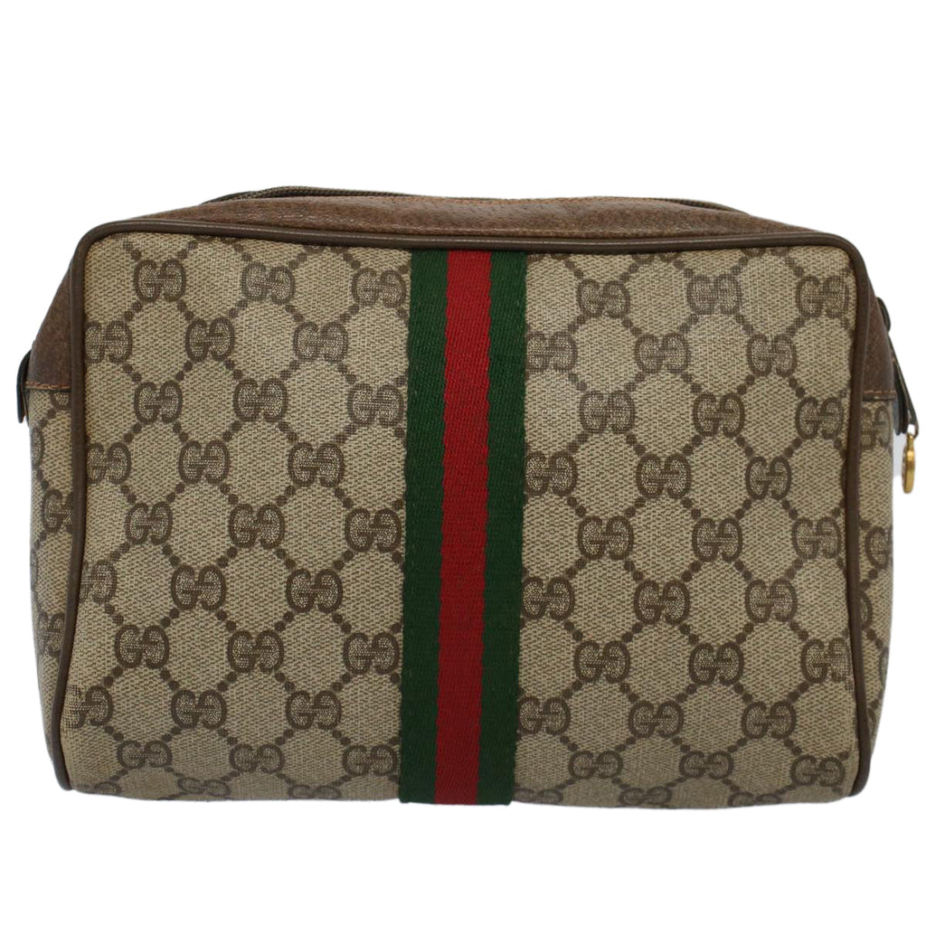 GUCCI GG Supreme Web Sherry Line Clutch Bag Red Beige 63 01 012 yk9290