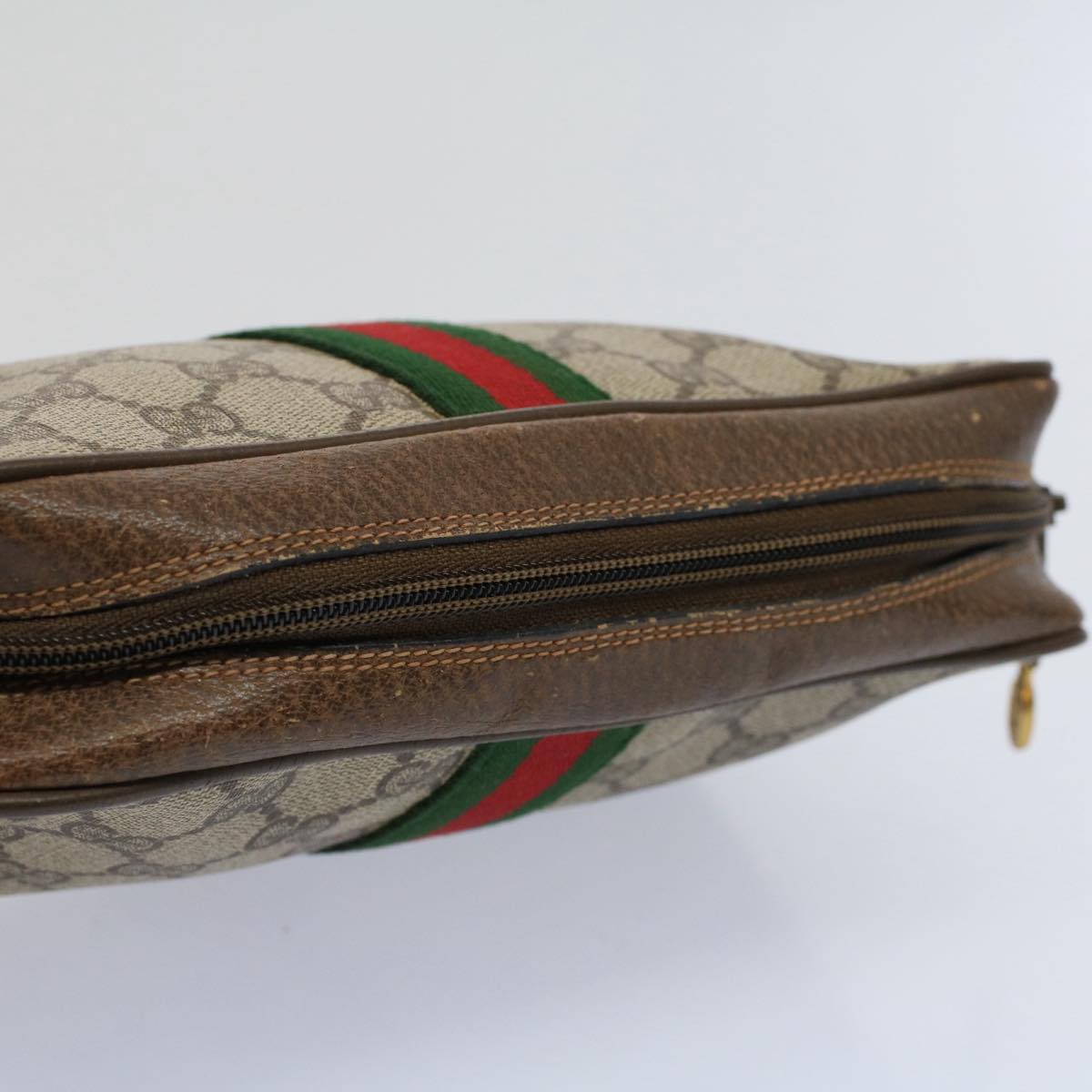 GUCCI GG Supreme Web Sherry Line Clutch Bag Red Beige 63 01 012 yk9290