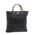 GUCCI Bamboo Hand Bag Leather Black 323663 yk9327