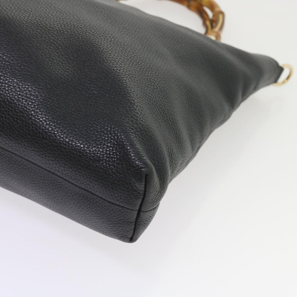 GUCCI Bamboo Hand Bag Leather Black 323663 yk9327