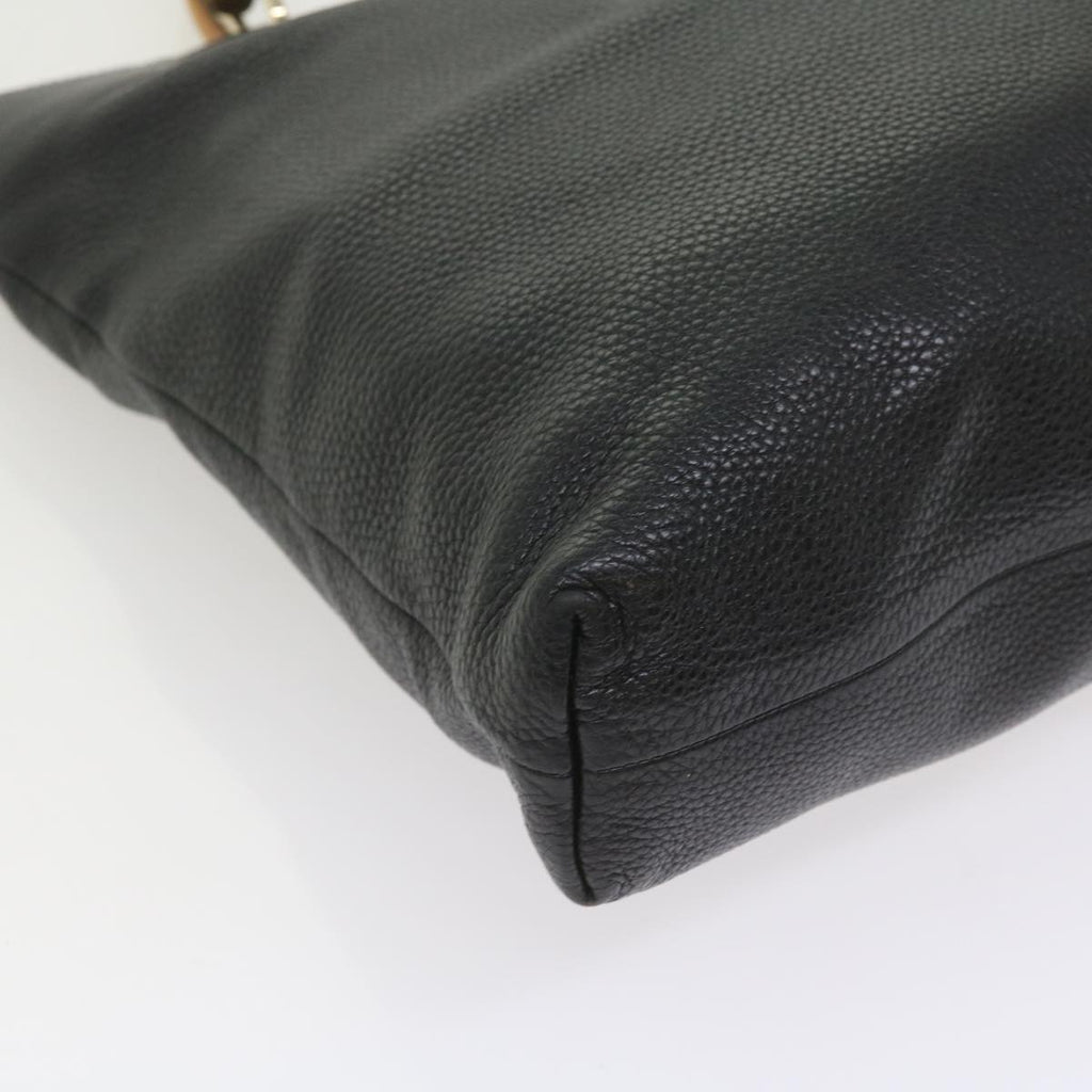 GUCCI Bamboo Hand Bag Leather Black 323663 yk9327