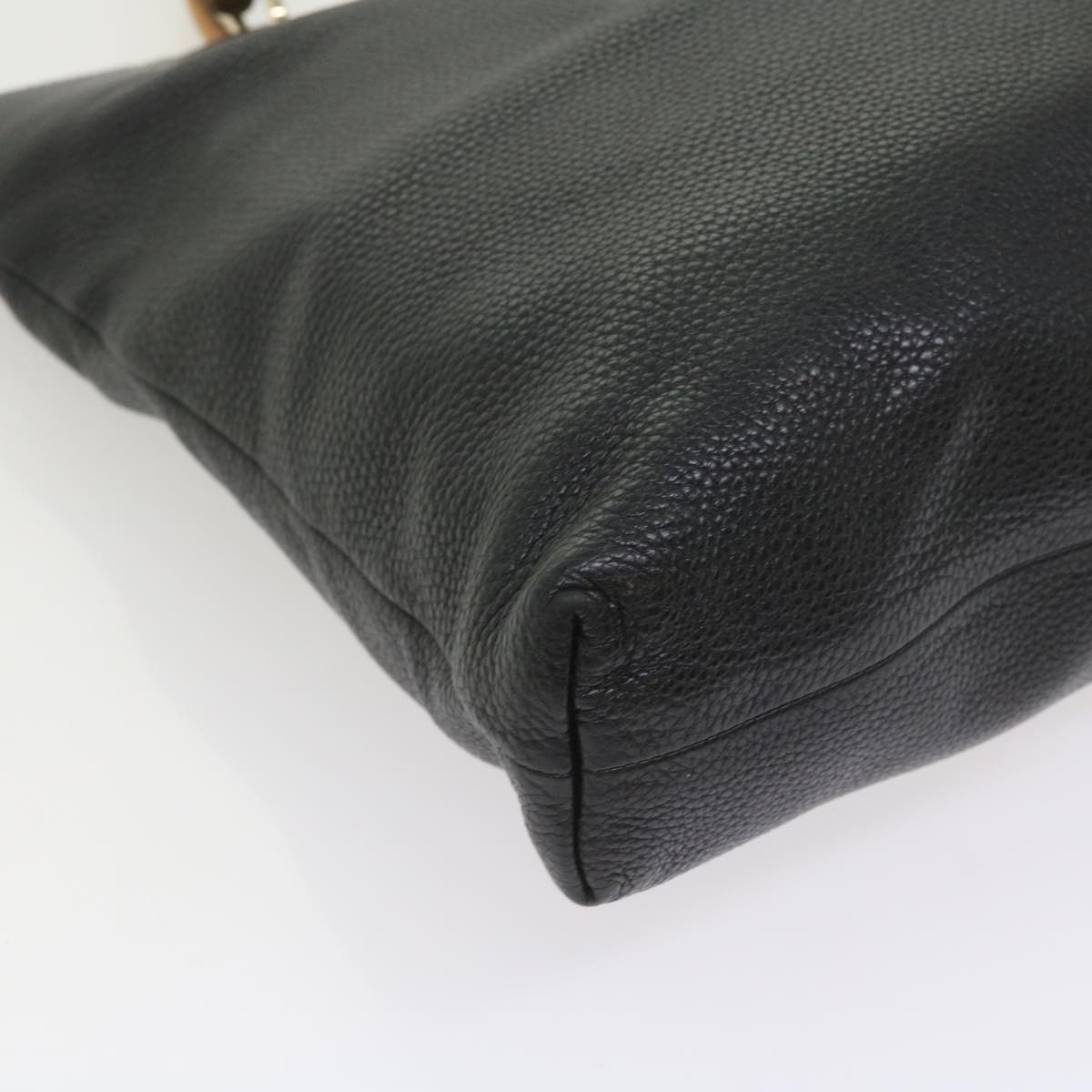 GUCCI Bamboo Hand Bag Leather Black 323663 yk9327