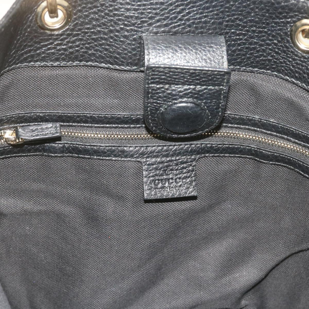 GUCCI Bamboo Hand Bag Leather Black 323663 yk9327