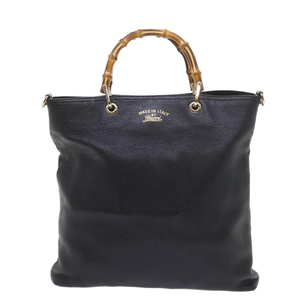 GUCCI Bamboo Hand Bag Leather Black 323663 yk9327