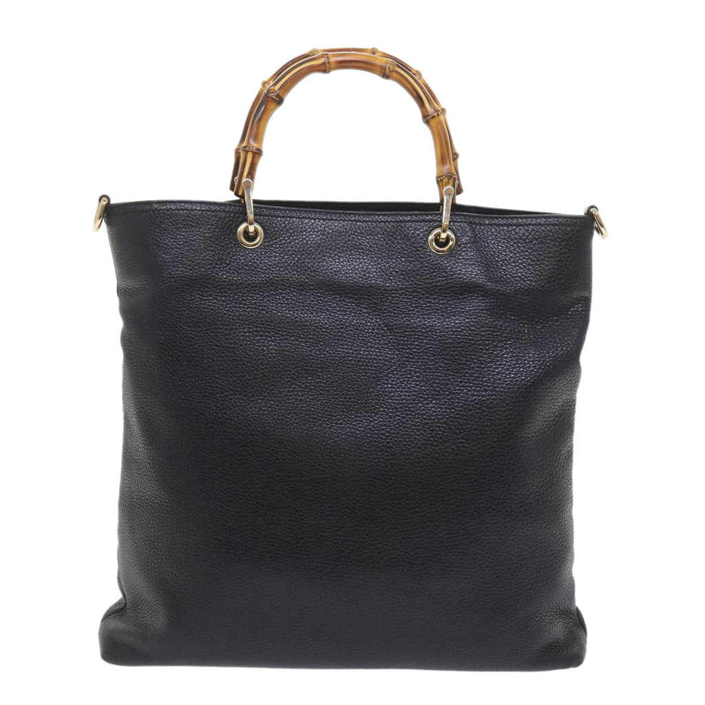 GUCCI Bamboo Hand Bag Leather Black 323663 yk9327
