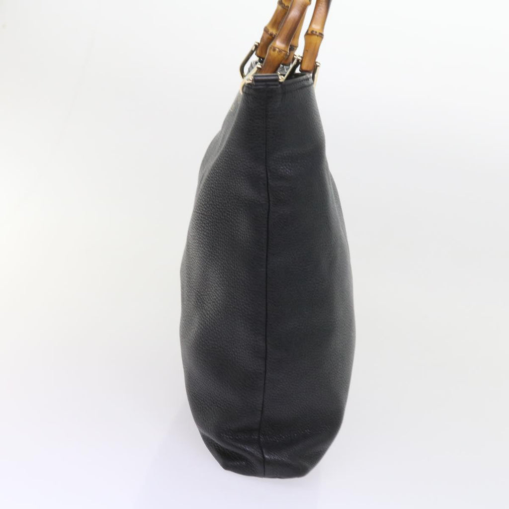GUCCI Bamboo Hand Bag Leather Black 323663 yk9327