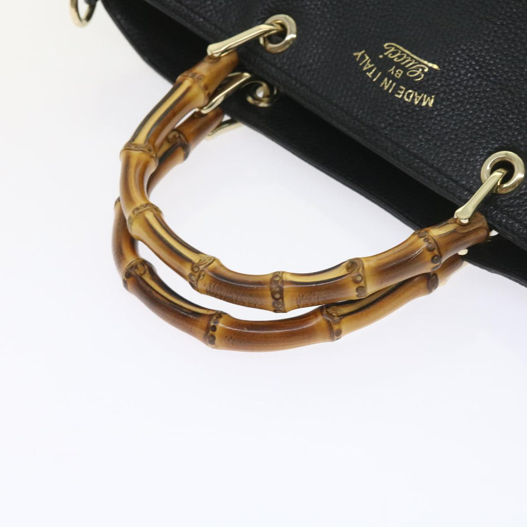 GUCCI Bamboo Hand Bag Leather Black 323663 yk9327