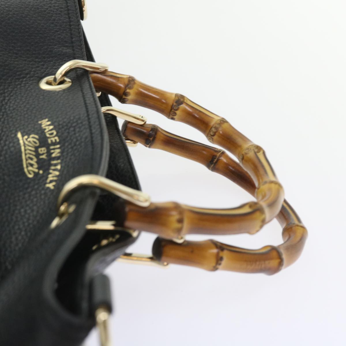 GUCCI Bamboo Hand Bag Leather Black 323663 yk9327