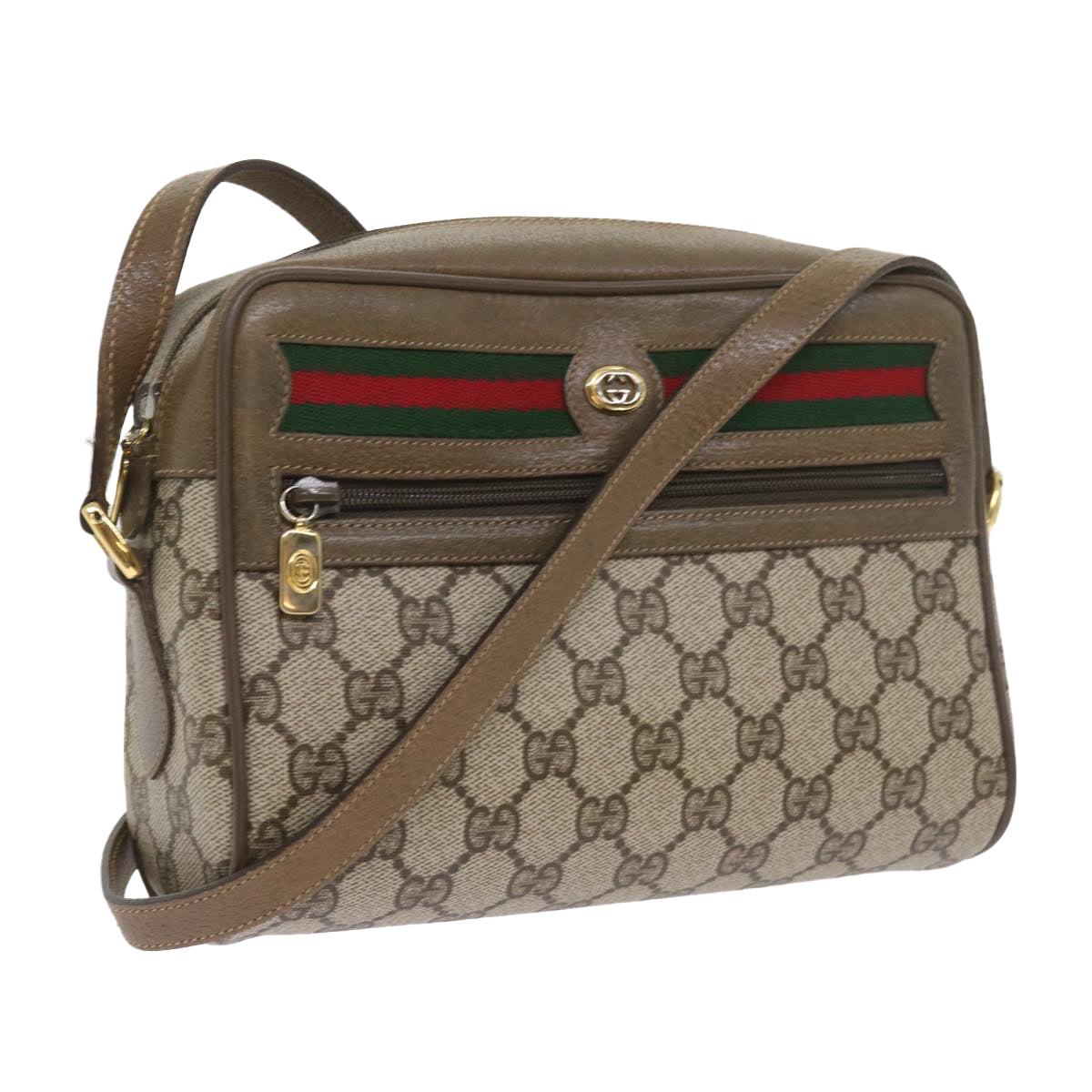 GUCCI GG Supreme Web Sherry Line Shoulder Bag Beige Red 56 02 087 yk9330