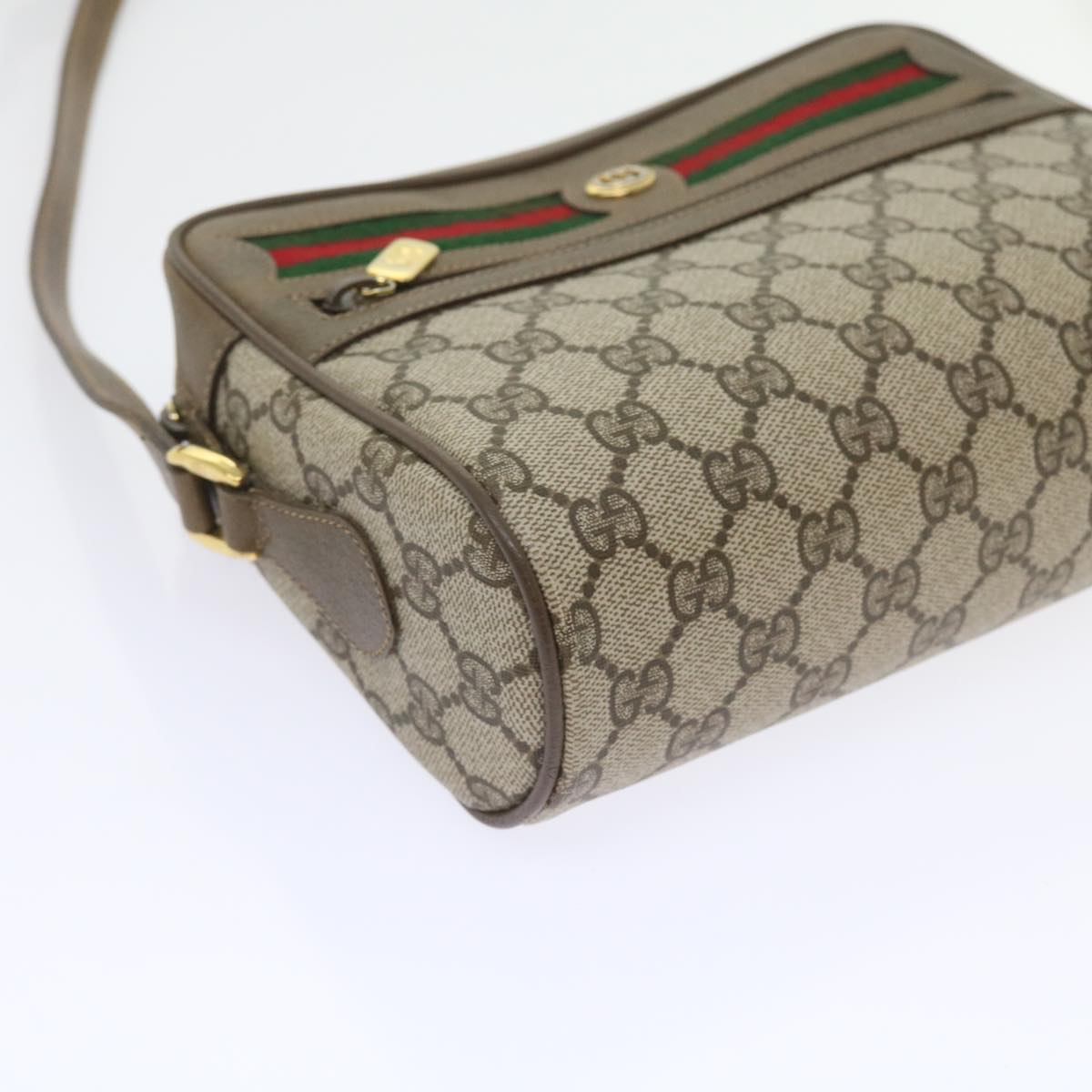 GUCCI GG Supreme Web Sherry Line Shoulder Bag Beige Red 56 02 087 yk9330