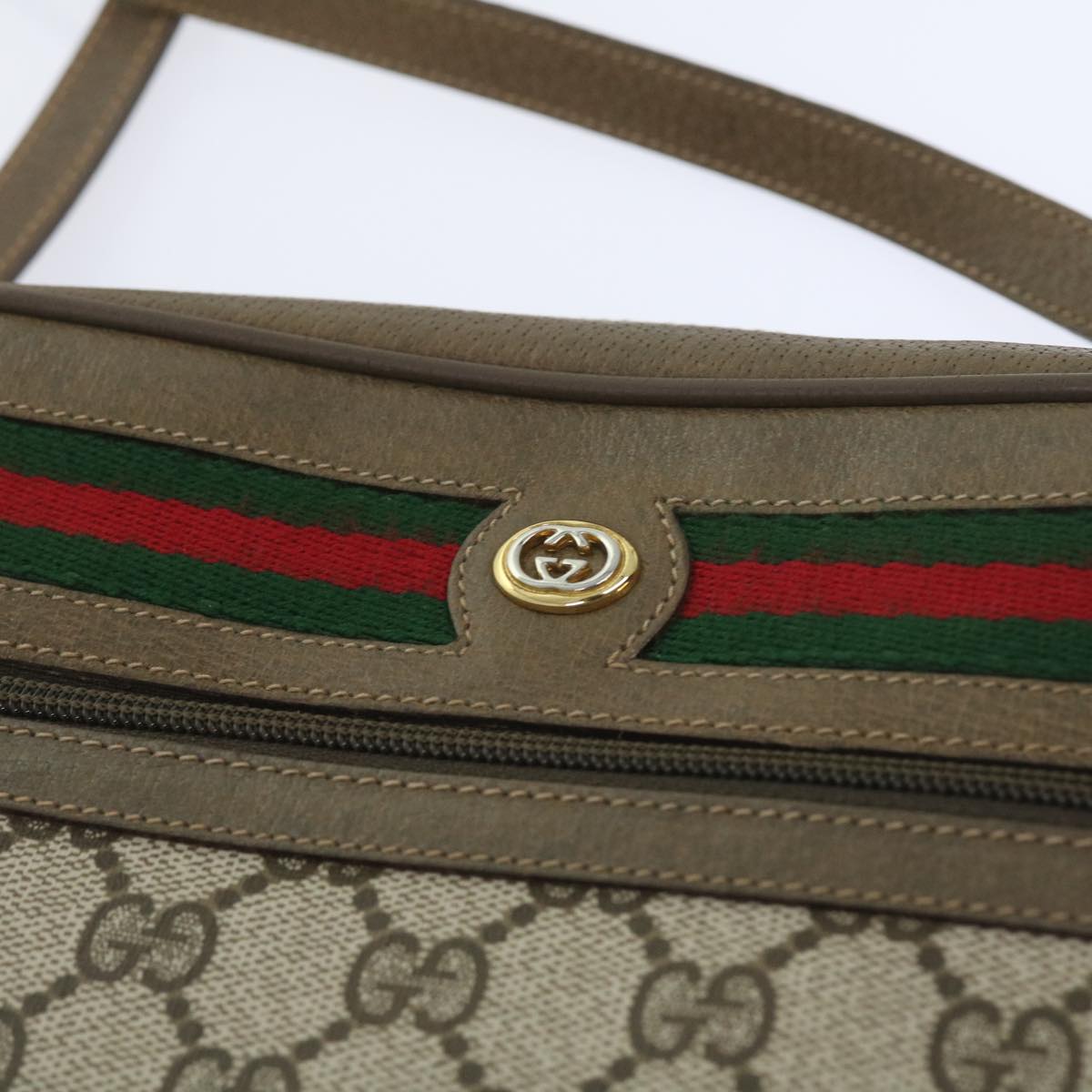 GUCCI GG Supreme Web Sherry Line Shoulder Bag Beige Red 56 02 087 yk9330